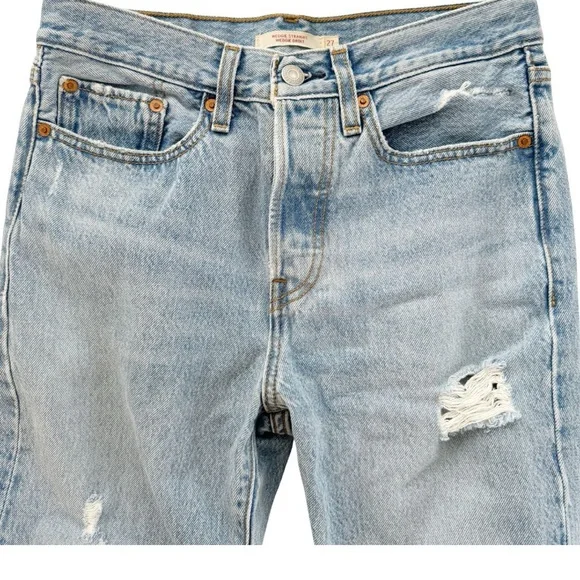 Levi’s 501 Wedgie Straight Leg Jeans Distressed - Picture 3 of 12